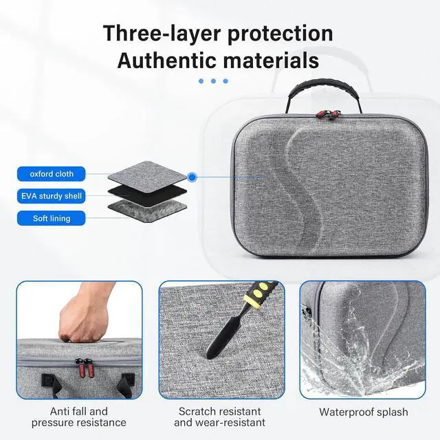 Alt view image 2 of 7 - BONAEVER Large Carrying Case for Meta Quest 3S / Quest 3, Hard Travel Case Compatible with BOBOVR S3 Pro/KIWI Design Battery Head Strap, Quest Controller and Accessory, Portable Travel Bag, Grey