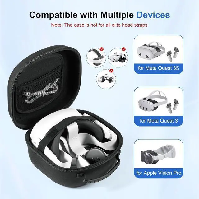 Alt view image 4 of 6 - BONAEVER Hard Carrying Case for Meta Quest 3S / Quest 3, VR Gaming Headset and Touch Controllers Accessories Travel Case, Small Hard Shell Storage Case for Oculus Quest 3S/Quest 3/Vision Pro Black