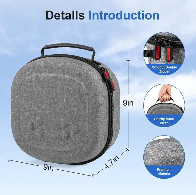 Alt view image 5 of 6 - BONAEVER Hard Carrying Case for Meta Quest 3S / Quest 3, VR Gaming Headset and Touch Controllers Accessories Travel Case, Small Hard Shell Storage Case for Oculus Quest 3S/Quest 3/Vision Pro Gray