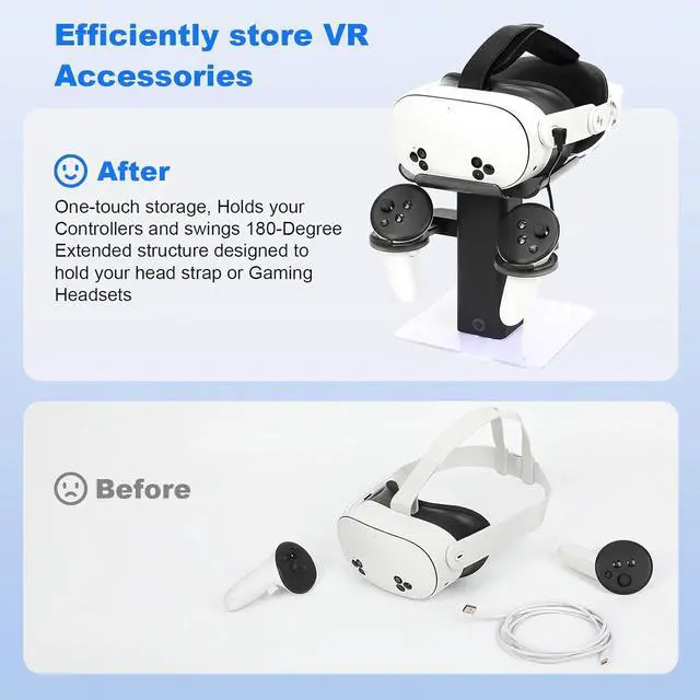 Alt view image 2 of 7 - BONAEVER Charging Dock for MetaQuest 3S, Vertical Charging Stand, Compatible for Quest 3S/Quest 3/Quest 2 VR Controller Holder Black