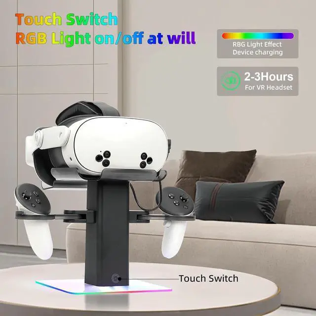 Alt view image 6 of 7 - BONAEVER Charging Dock for MetaQuest 3S, Vertical Charging Stand, Compatible for Quest 3S/Quest 3/Quest 2 VR Controller Holder Black