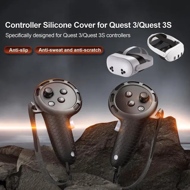 Alt view image 2 of 7 - BONAEVER Controller Grip for Oculus Meta Quest 3S Oculus Quest 3 VR Accessories Grips Cover for VR Touch Controllers Straps Silicone Covers Protector with Non-Slip Thumbstick Covers