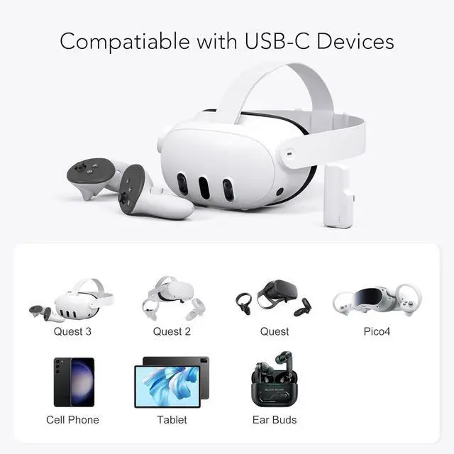 Alt view image 7 of 7 - BONAEVER Battery Pack for Meta Quest 3S/3 and Oculus 2, Fast 18W 5000mAh Head Strap Battery Charger for Quest 3S/3/2 Accessories -Lightweight & Portable Rechargeble Extended Battery Extra VR Playtime