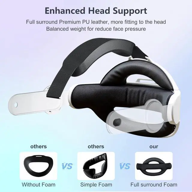 Alt view image 6 of 7 - BONAEVER Head Strap for Meta Oculus Quest 3S / Quest 3, Pressure-Free Elite Strap Accessories Replacement, Adjustable Headband Soft Cushion VR Headset Enhanced Comfort & Balanced Fit