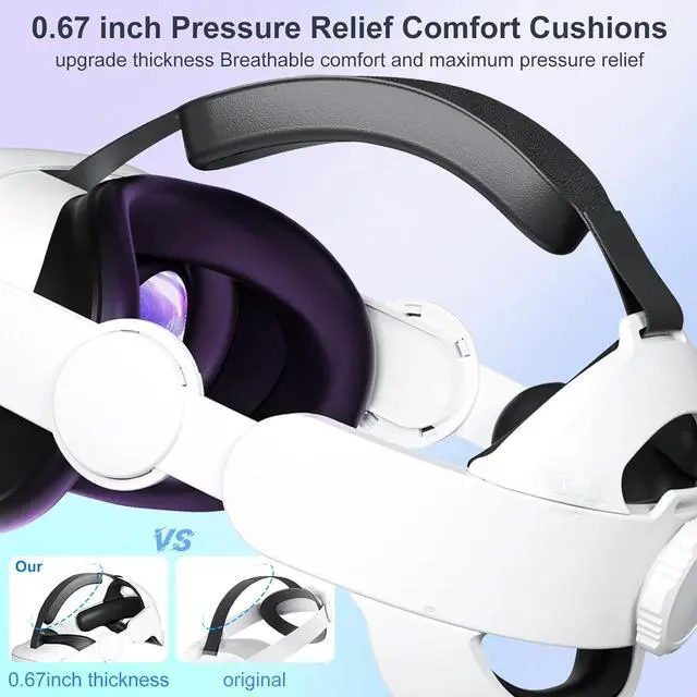 Alt view image 5 of 7 - BONAEVER Head Strap for Meta Oculus Quest 3S / Quest 3, Pressure-Free Elite Strap Accessories Replacement, Adjustable Headband Soft Cushion VR Headset Enhanced Comfort & Balanced Fit
