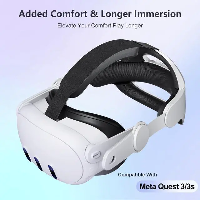 Alt view image 2 of 7 - BONAEVER Head Strap for Meta Oculus Quest 3S / Quest 3, Pressure-Free Elite Strap Accessories Replacement, Adjustable Headband Soft Cushion VR Headset Enhanced Comfort & Balanced Fit