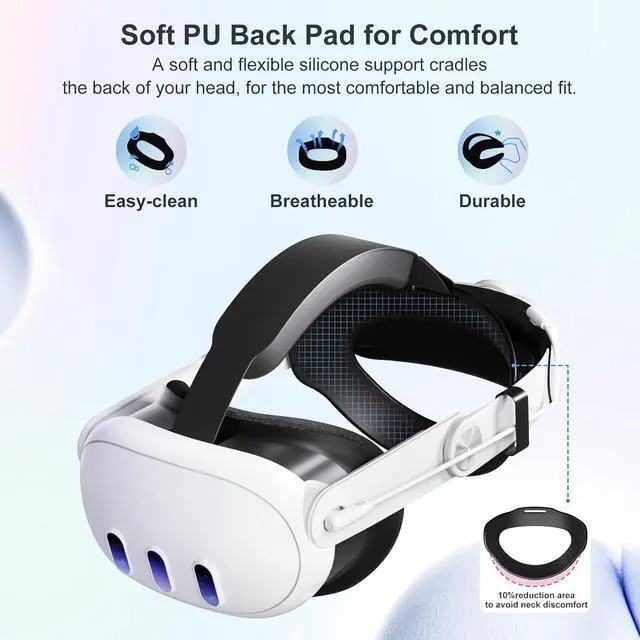 Alt view image 6 of 7 - BONAEVER Battery Head Strap 10000mAh Compatible with Meta Quest 3 / Quest 3S Accessories-Battery Pack Soft Cushion VR Elite Strap for Balance Weight-Extend Playtime & Enhance Immersion&Fast Charge