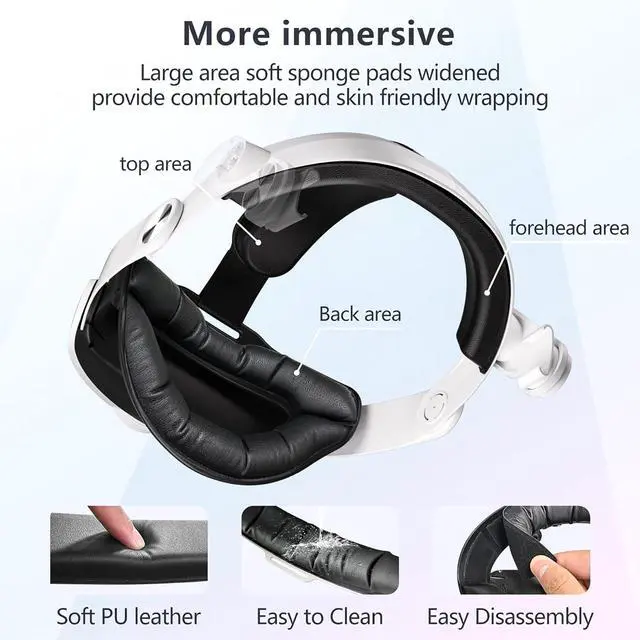 Alt view image 4 of 7 - BONAEVER Head Strap for Apple Vision Pro,Pressure-Reducing Comfort Head Strap Compatible with Apple Vision Pro, Head Strap with Breathable Sponge Pad,Adjustable for Various Head Sizes and Face Shapes