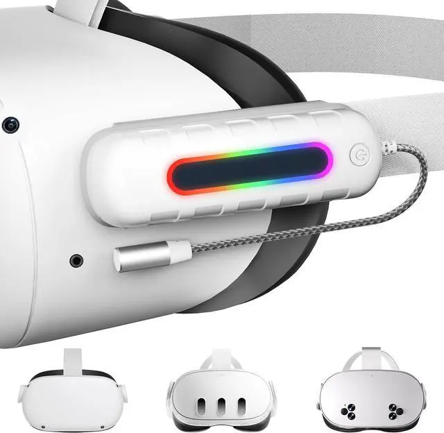 Main image of BONAEVER Battery Pack for Meta Quest 2 / Quest 3 / Quest 3s, 5000mAh Extended Power with Multi-Colors RGB Lights, Lightweight and Portable VR Extend Power Accessories for Extra 2-4H Playtime