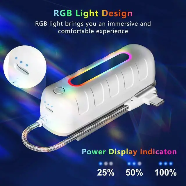 Alt view image 6 of 7 - BONAEVER Battery Pack for Meta Quest 2 / Quest 3 / Quest 3s, 5000mAh Extended Power with Multi-Colors RGB Lights, Lightweight and Portable VR Extend Power Accessories for Extra 2-4H Playtime