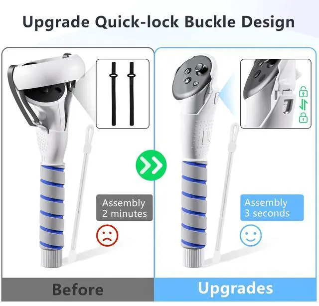 Alt view image 3 of 6 - BONAEVER 3 in 1 Gorilla Tag Long Arms for Meta Quest 3S/3 and Oculus Meta Quest 2,Beat Saber Handles Attachment/Golf Club Extension Grips for VR Sticks Controller Accessories