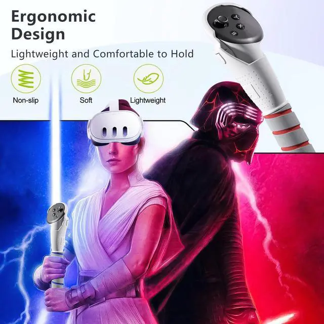 Alt view image 6 of 6 - BONAEVER 3 in 1 Gorilla Tag Long Arms for Meta Quest 3S/3 and Oculus Meta Quest 2,Beat Saber Handles Attachment/Golf Club Extension Grips for VR Sticks Controller Accessories