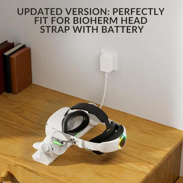Alt view image 3 of 7 - BONAEVER Charging Dock for Oculus Quest 2, Magnetic Charging Station for Meta Quest 2 VR Headset & Controllers, with 2 Rechargeable 2100mAh Batteries, USB-C Charger and Cable, LED Indicator