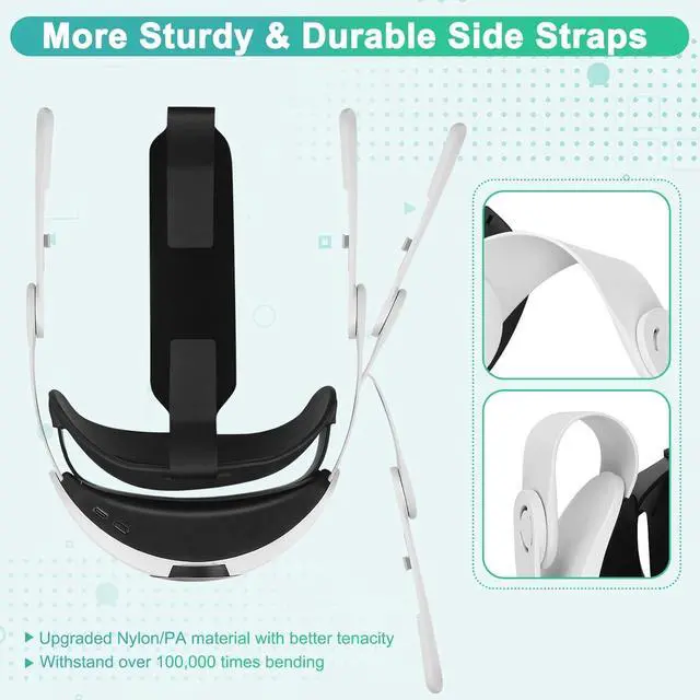 Alt view image 7 of 7 - BONAEVER Hurra Head Strap with Battery for Oculus Quest 2, 10000mAh Fast Charging Battery Pack Extend 8H Playtime, RGB Light Adjustable Elite Strap for Meta Quest 2