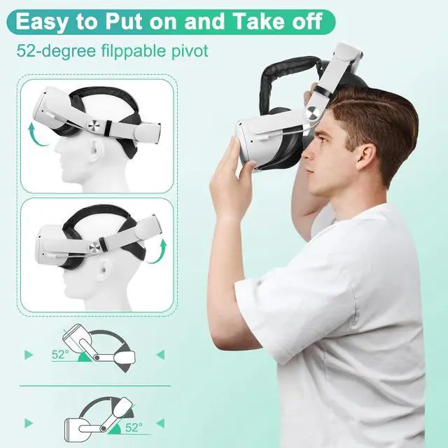 Alt view image 4 of 7 - BONAEVER Hurra Head Strap with Battery for Oculus Quest 2, 10000mAh Fast Charging Battery Pack Extend 8H Playtime, RGB Light Adjustable Elite Strap for Meta Quest 2