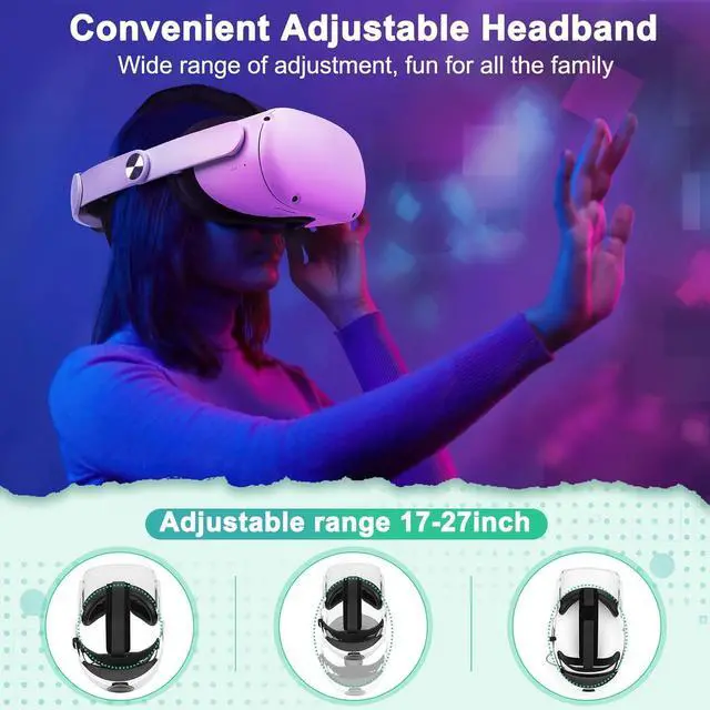 Alt view image 6 of 7 - BONAEVER Hurra Head Strap with Battery for Oculus Quest 2, 10000mAh Fast Charging Battery Pack Extend 8H Playtime, RGB Light Adjustable Elite Strap for Meta Quest 2