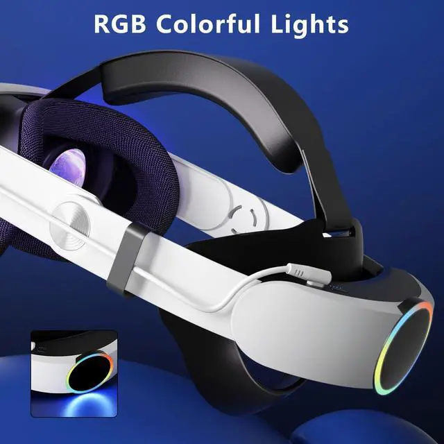 Alt view image 3 of 6 - BONAEVER for Oculus Quest 3 / Quest 3S Battery Head Strap with RGB Light, Head Strap with 10000mAh Battery for Oculus Meta Quest 3 / 3s Accessories, Extend 4-6 Hours Playtime Enhanced Support