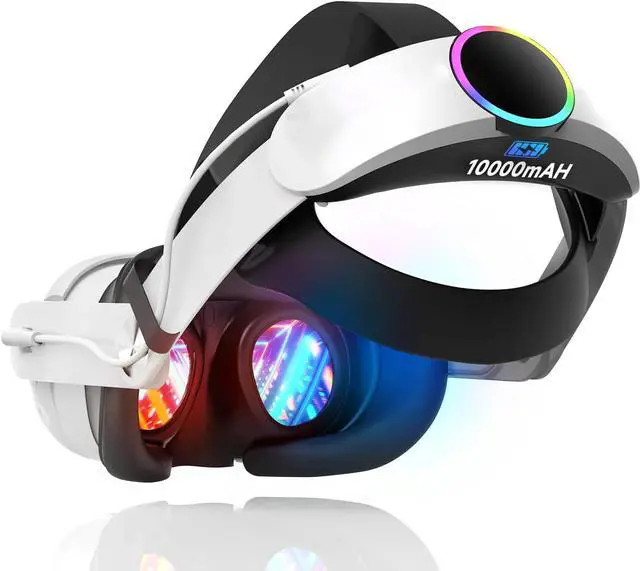 Main image of BONAEVER RGB Head Strap with Battery for Meta/Oculus Quest 3/Quest 3S, 10000mAh Battery Pack for Extended 8H of Playtime, Fast Charging VR Power, Adjustable Elite Strap Enhanced Support and Balance