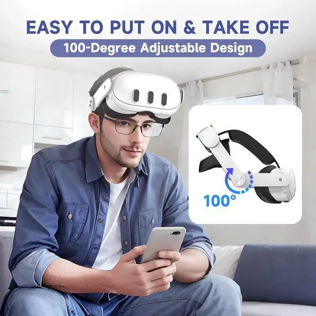Alt view image 4 of 7 - BONAEVER RGB Head Strap with Battery for Meta/Oculus Quest 3/Quest 3S, 10000mAh Battery Pack for Extended 8H of Playtime, Fast Charging VR Power, Adjustable Elite Strap Enhanced Support and Balance