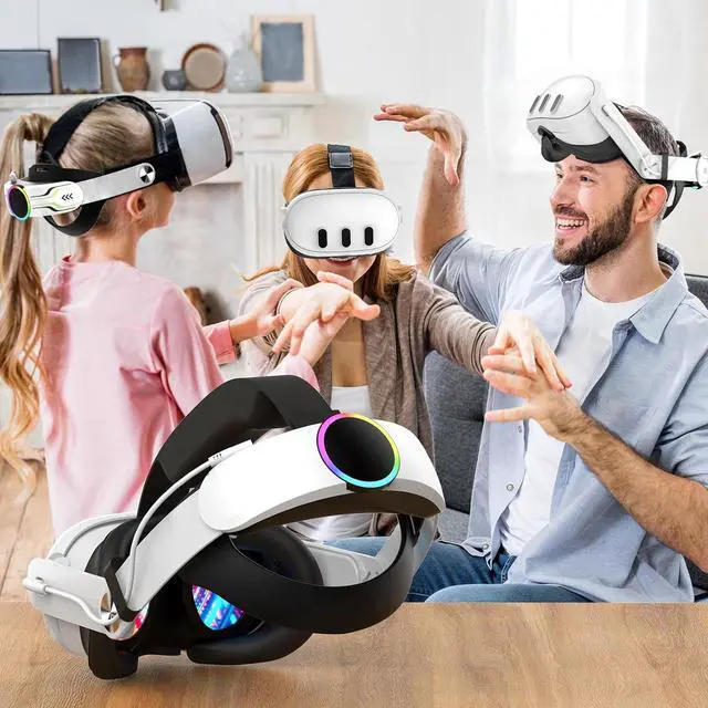 Alt view image 7 of 7 - BONAEVER RGB Head Strap with Battery for Meta/Oculus Quest 3/Quest 3S, 10000mAh Battery Pack for Extended 8H of Playtime, Fast Charging VR Power, Adjustable Elite Strap Enhanced Support and Balance