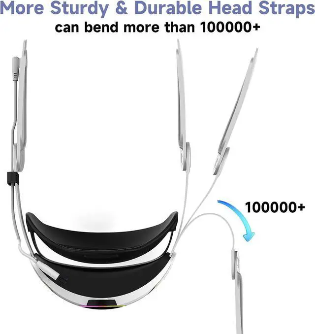 Alt view image 6 of 7 - BONAEVER RGB Head Strap with Battery for Meta/Oculus Quest 3/Quest 3S, 10000mAh Battery Pack for Extended 8H of Playtime, Fast Charging VR Power, Adjustable Elite Strap Enhanced Support and Balance