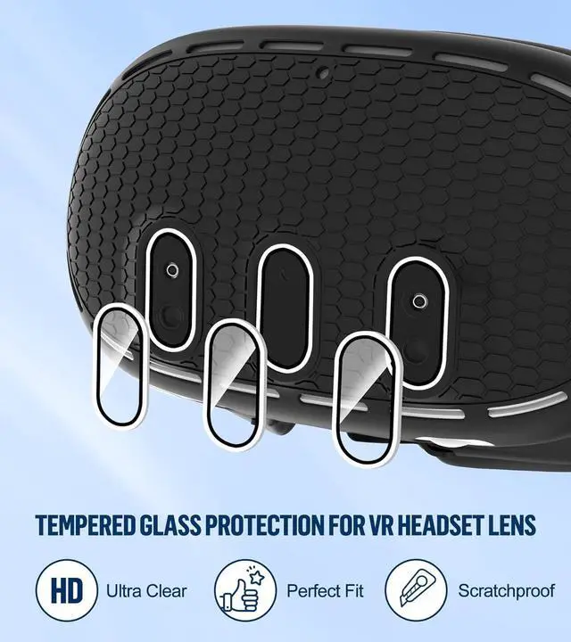 Alt view image 2 of 7 - BONAEVER Silicone Cover Set Compatible with Oculus/Meta Quest 3 Accessories, Touch Controller Grips Cover, VR Shell Cover, Facial Interface Cover, Protective Lens Cover, Tempered Glass Lens Caps
