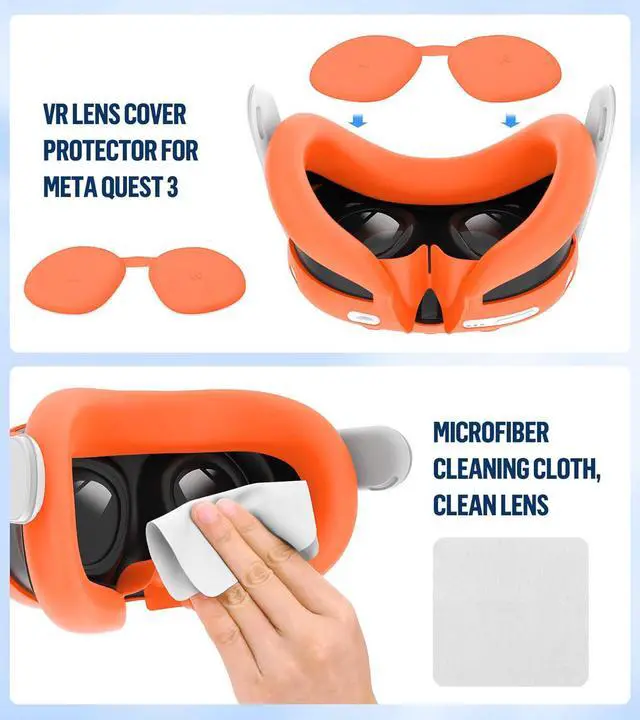 Alt view image 6 of 7 - BONAEVER Silicone Cover Set Compatible with Oculus/Meta Quest 3 Accessories, Touch Controller Grips Cover, VR Shell Cover, Facial Interface Cover, Protective Lens Cover, Tempered Glass Lens Caps