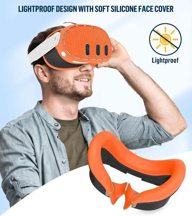 Alt view image 5 of 7 - BONAEVER Silicone Cover Set Compatible with Oculus/Meta Quest 3 Accessories, Touch Controller Grips Cover, VR Shell Cover, Facial Interface Cover, Protective Lens Cover, Tempered Glass Lens Caps