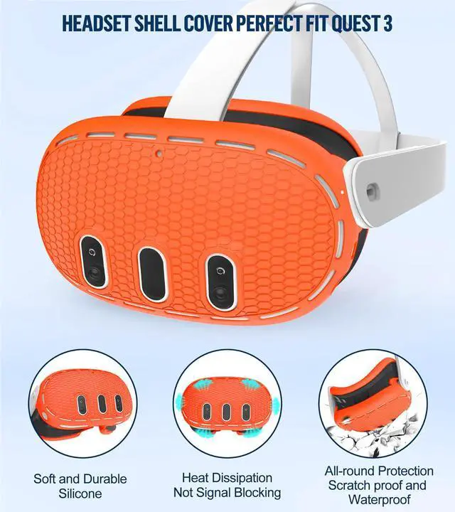 Alt view image 2 of 7 - BONAEVER Silicone Cover Set Compatible with Oculus/Meta Quest 3 Accessories, Touch Controller Grips Cover, VR Shell Cover, Facial Interface Cover, Protective Lens Cover, Tempered Glass Lens Caps