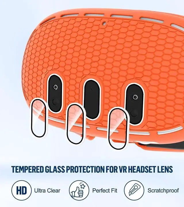 Alt view image 4 of 7 - BONAEVER Silicone Cover Set Compatible with Oculus/Meta Quest 3 Accessories, Touch Controller Grips Cover, VR Shell Cover, Facial Interface Cover, Protective Lens Cover, Tempered Glass Lens Caps