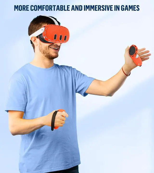 Alt view image 7 of 7 - BONAEVER Silicone Cover Set Compatible with Oculus/Meta Quest 3 Accessories, Touch Controller Grips Cover, VR Shell Cover, Facial Interface Cover, Protective Lens Cover, Tempered Glass Lens Caps
