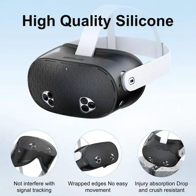 Alt view image 3 of 7 - BONAEVER 7-in-1 Silicone Cover Set Compatible with Meta Quest 3s Accessories, VR Protector Face Cover Controller Grips Front Shell Headset Cover Lens Cover Joystick Caps