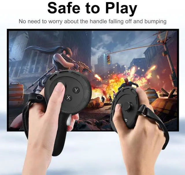 Alt view image 6 of 7 - BONAEVER 7-in-1 Silicone Cover Set Compatible with Meta Quest 3s Accessories, VR Protector Face Cover Controller Grips Front Shell Headset Cover Lens Cover Joystick Caps