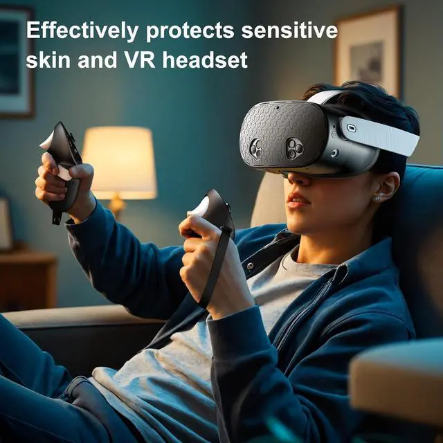 Alt view image 7 of 7 - BONAEVER Silicone Cover Set Compatible with Meta Quest 3S Silicone Face Cover Set VR Shell Cover, Touch Controller Grips,and Lens Protective Cover for Meta/Oculus Quest 3S Accessories