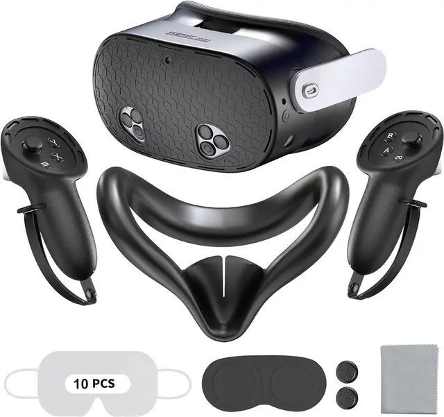 Main image of BONAEVER Silicone Cover Set Compatible with Meta Quest 3S Silicone Face Cover Set VR Shell Cover, Touch Controller Grips,and Lens Protective Cover for Meta/Oculus Quest 3S Accessories