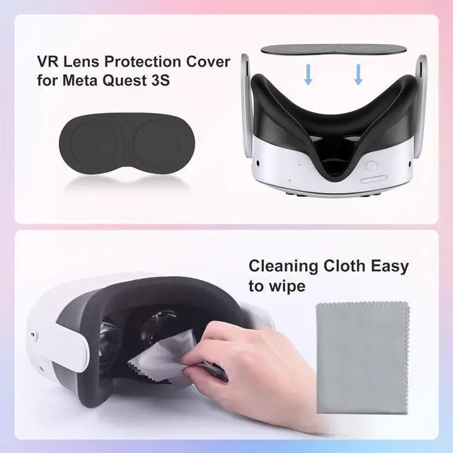 Alt view image 6 of 7 - BONAEVER Silicone Cover Set Compatible with Meta Quest 3S Silicone Face Cover Set VR Shell Cover, Touch Controller Grips,and Lens Protective Cover for Meta/Oculus Quest 3S Accessories