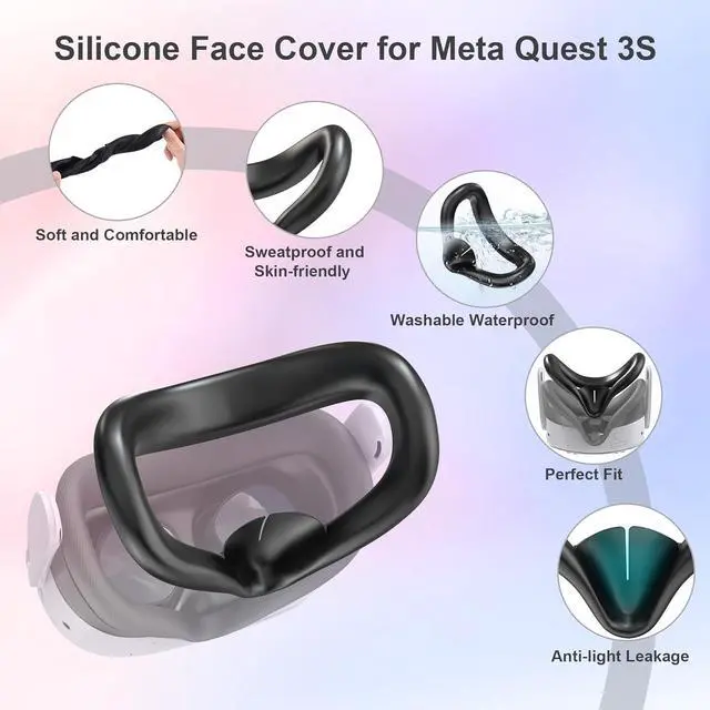Alt view image 5 of 7 - BONAEVER Silicone Cover Set Compatible with Meta Quest 3S Silicone Face Cover Set VR Shell Cover, Touch Controller Grips,and Lens Protective Cover for Meta/Oculus Quest 3S Accessories