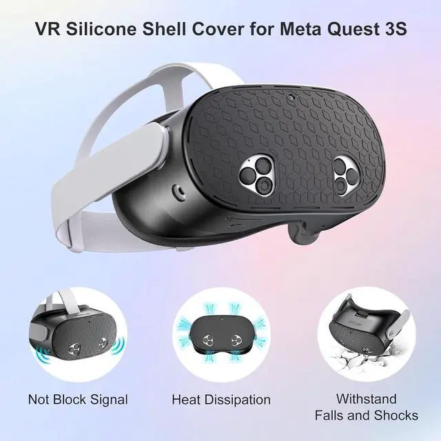 Alt view image 3 of 7 - BONAEVER Silicone Cover Set Compatible with Meta Quest 3S Silicone Face Cover Set VR Shell Cover, Touch Controller Grips,and Lens Protective Cover for Meta/Oculus Quest 3S Accessories