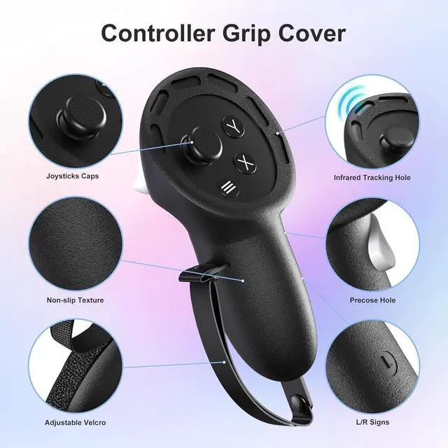 Alt view image 4 of 7 - BONAEVER Silicone Cover Set Compatible with Meta Quest 3S Silicone Face Cover Set VR Shell Cover, Touch Controller Grips,and Lens Protective Cover for Meta/Oculus Quest 3S Accessories