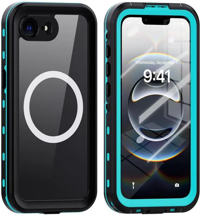 Main image of BONAEVER Waterproof Case for iPhone 16e, Shockproof Dustproof Built-in Screen Protector, Full Body Sealed Heavy Duty Protective Cover for iPhone 16e 6.1 Inches Black Blue