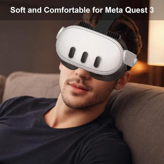 Alt view image 3 of 7 - BONAEVER Facial Interface and Face Pad Cover for Meta Quest 3 Accessories, Ice Silk Cotton & Soft PU Leather Face Pad Compatible with Oculus Quest 3, Light-Blocking Nose Pad and Air-Circulation Design