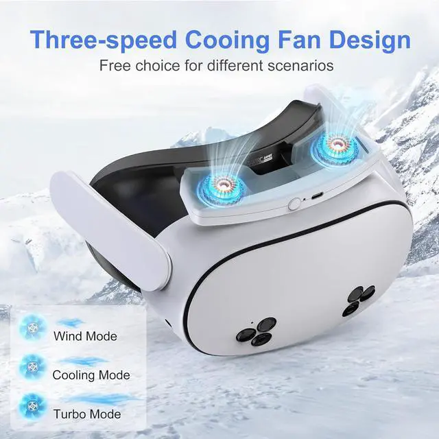 Alt view image 4 of 7 - BONAEVER Facial Interface Cooling Fan for Meta Quest 3S Accessories, Soft PU Leather & Ice Silk Cotton Face Pad Compatible with Oculus Quest 3S, Adjustable Fan to Relieve Lens Fogging