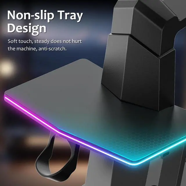 Alt view image 4 of 7 - BONAEVER Charging Dock Compatible with Meta Quest 2/ Quest 3/Quest 3S/Quest Pro,RGB Charging Vertical Stand,Accessories with Brightness Adjustment and 14 Light Effects Adjustment, Type-C Charging Port