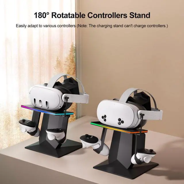 Alt view image 6 of 7 - BONAEVER Charging Dock Compatible with Meta Quest 2, Meta Quest 3 or Meta Quest 3S, Support Fast Charging VR Charging Station with RGB Light, Type-C Cable, VR Controllers Holder Stand