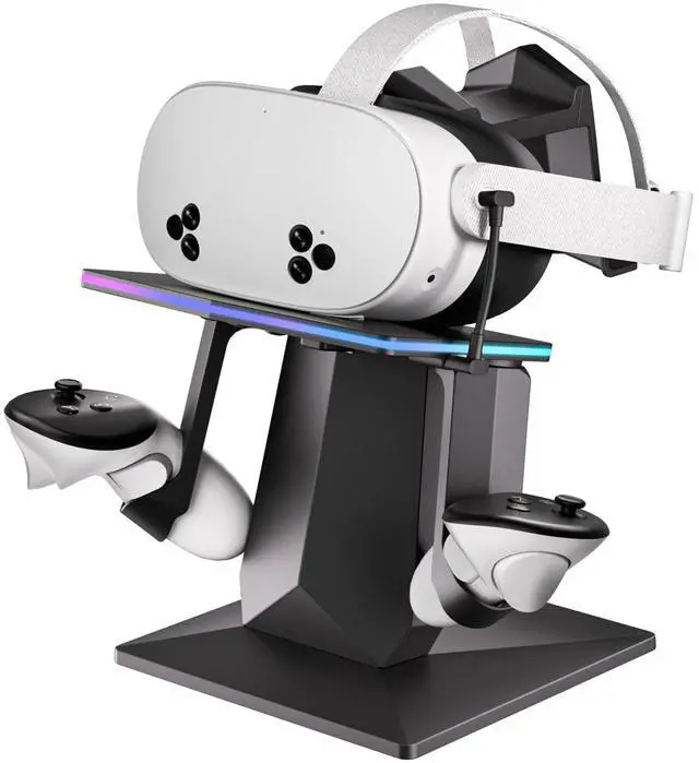 Main image of BONAEVER Charging Dock Compatible with Meta Quest 2, Meta Quest 3 or Meta Quest 3S, Support Fast Charging VR Charging Station with RGB Light, Type-C Cable, VR Controllers Holder Stand