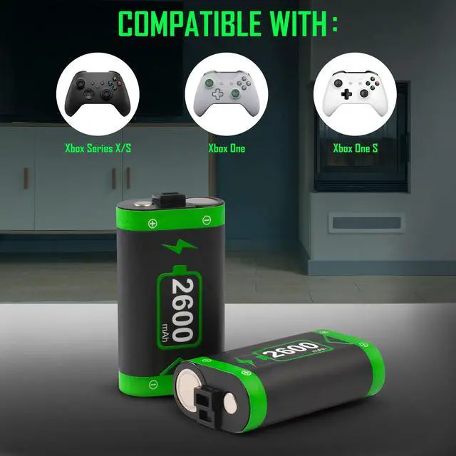 Alt view image 2 of 7 - BONAEVER Rechargeable Battery Pack and Charger for Xbox Series / Xbox One, 2 Pack 2600mAh Battery for Xbox Series X / S, Xbox One / X / S / Elite Wireless Controller with Dual Battery Charger Station
