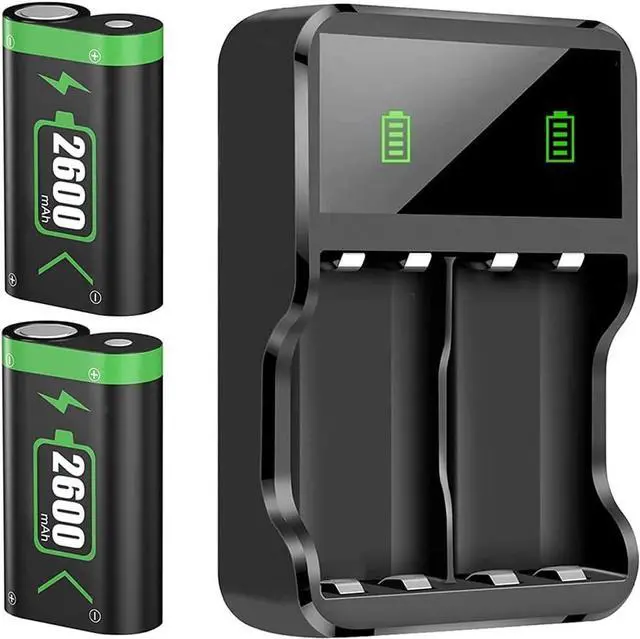 Main image of BONAEVER Rechargeable Battery Pack and Charger for Xbox Series / Xbox One, 2 Pack 2600mAh Battery for Xbox Series X / S, Xbox One / X / S / Elite Wireless Controller with Dual Battery Charger Station