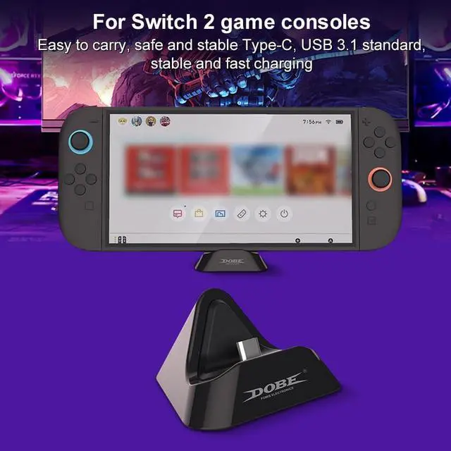 Alt view image 3 of 7 - BONAEVER Charging Dock for Switch 2, Fast Charging Station Dock Station Replacement, Portable Charger Base Stand with USB 3.1 Port, Type C Port for Easy Console Charging