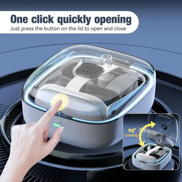 Alt view image 4 of 7 - BONAEVER RGB Charging Dock for Meta Quest 3, VR Charging Station with 2 Batteries Headset Charging Stand with LED Light Controller Charging Dock for Meta Quest 3 Accessories