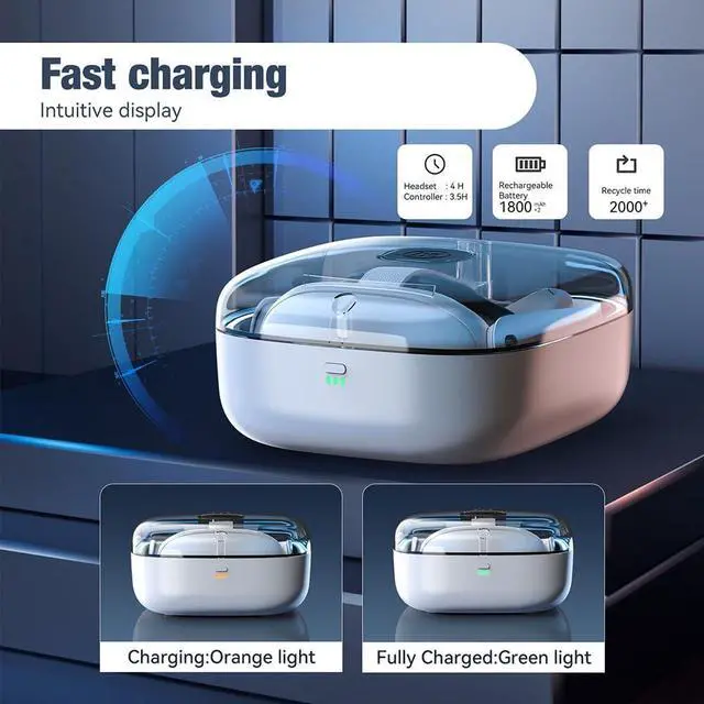 Alt view image 5 of 7 - BONAEVER RGB Charging Dock for Meta Quest 3, VR Charging Station with 2 Batteries Headset Charging Stand with LED Light Controller Charging Dock for Meta Quest 3 Accessories